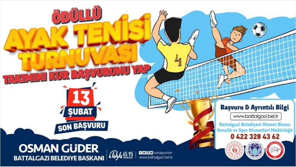 Battalgazi'de Ödüllü Ayak Tenisi Turnuvası Yapılacak