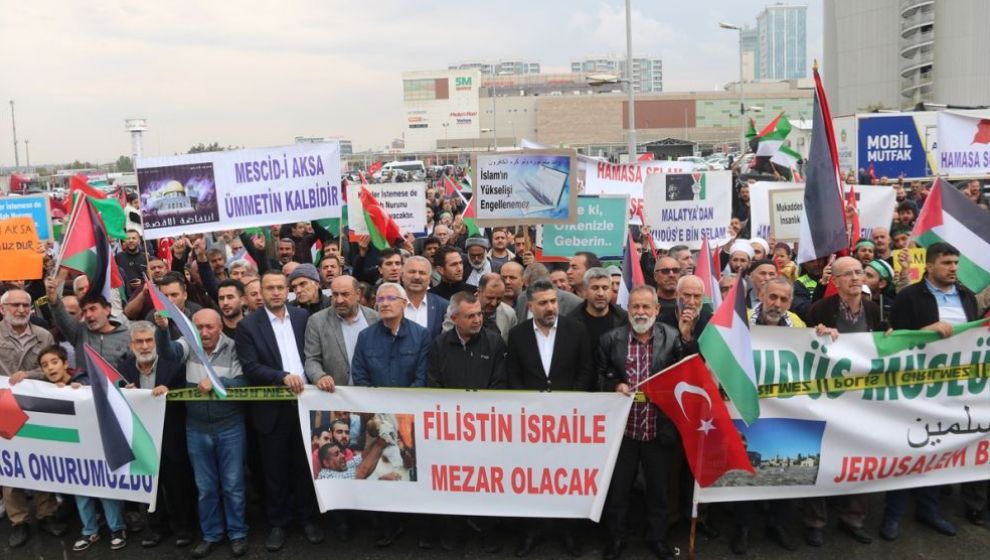Malatya'da Filistin'e Destek ve İsrail'e Tepki Mitingi