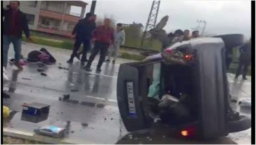 Su Birikintisi Yüzünden Devrilen Otomobilde 3'ü Ağır 7 Yaralı