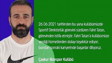 Rizesspor'un Sportif Direktörü İstifa Etti