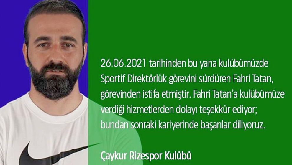 Rizesspor'un Sportif Direktörü İstifa Etti