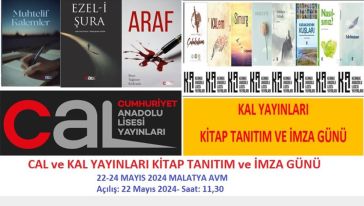 CAL ve KAL'ın 'Kitap Tanıtım ve İmza Günü' 22- 24 Mayıs'ta