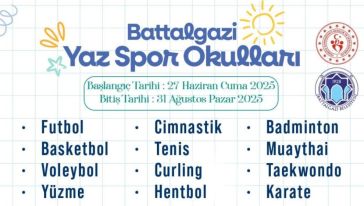 Battalgazi Yaz Spor Okulları 27 Haziran'da Başlıyor