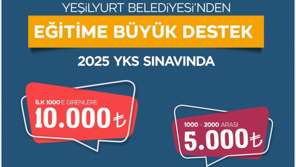 Yeşilyurt Belediyesi'nden YKS'de İlk 2 Bine Girenlere Destek