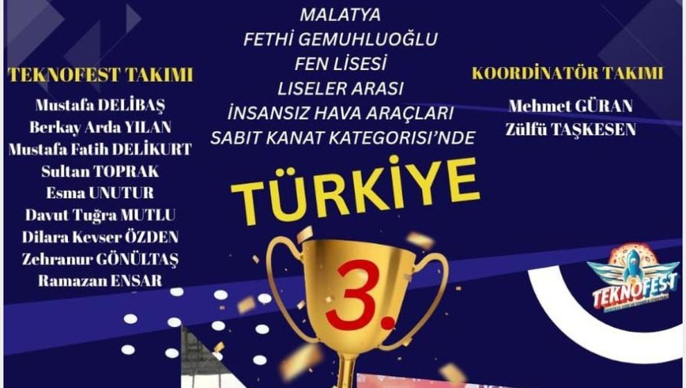 MFG Fen Lisesi Öğrencileri Türkiye 3'üncüsü Oldu