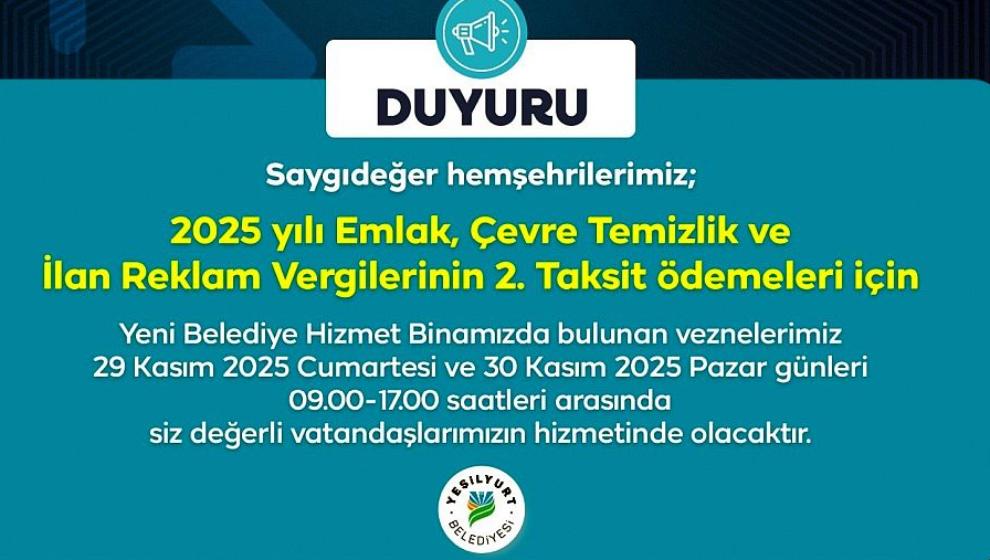 Emlak Vergisi İçin Vezneler Hafta Sonu da Açık