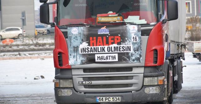 Malatya'dan Halep'e 25 TIR Dolusu Yardım