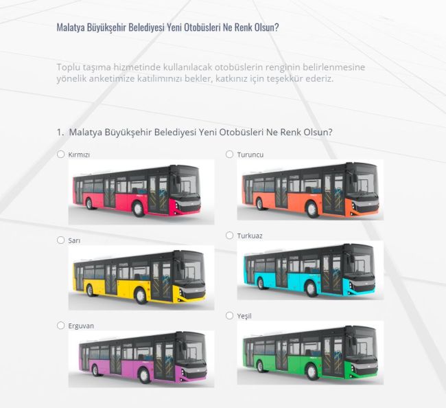 Büyükşehir'den Otobüs Rengi Anketi