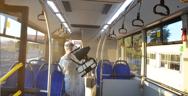 Otobüsler Dezenfekte Ediliyor