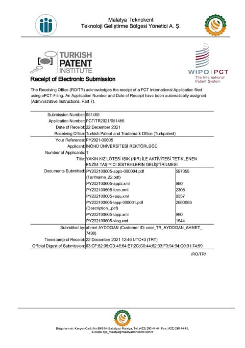 İnönü'den İlk Uluslararası Patent Başvurusu