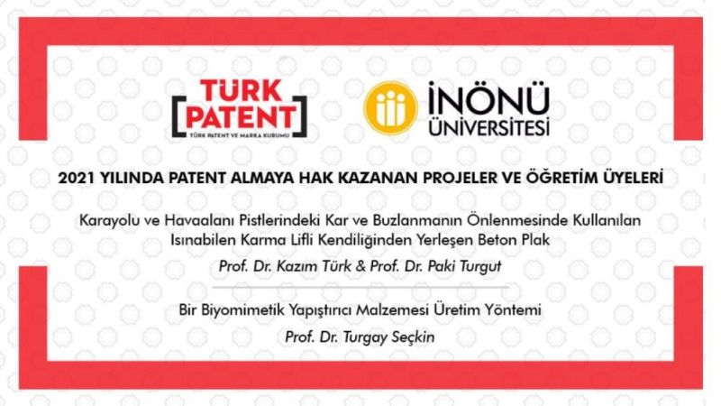 İnönü Üniversitesi'nin 2 Projesine Patent